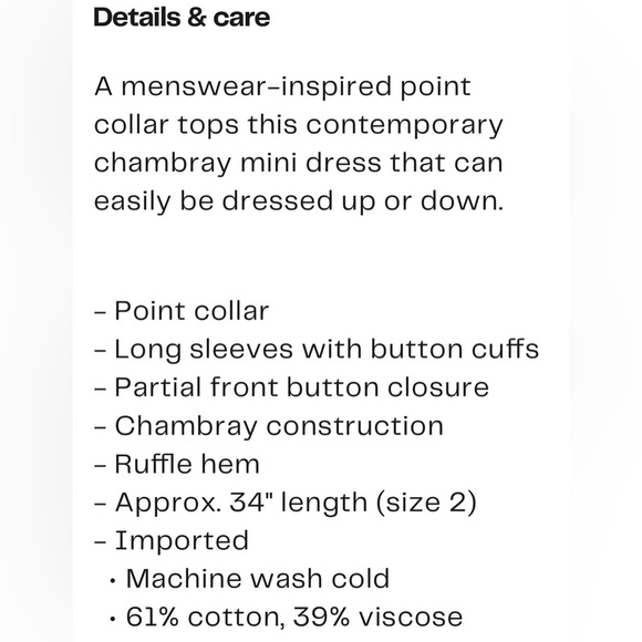 Tommy Hilfiger Blue Denim Chambray Shirt Dress Ruffle Hem Women’s size 8 - Picture 2 of 15